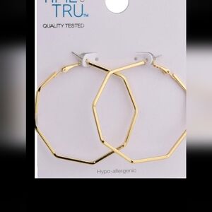 Time and Tru Large Gold Octagon Hoop Earrings